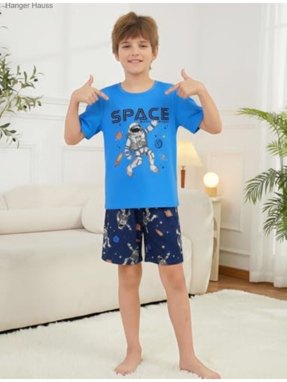 Kids Boys Pajama Set 2 Piece Short Sleeve Soft Stretchy Summer Sleepwear - Picture 2 of 6